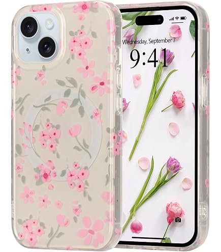 Amazon.co.jp: KeKeYou iPhone 15 用 ケース クリア 可愛い バラ本 花